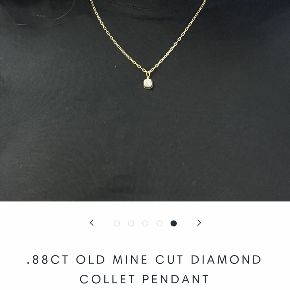 Antique old mine cut diamond collet setting necklace 14kt gold - Picture 5 of 8